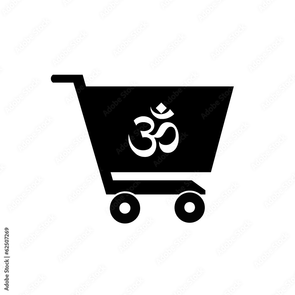 Symbole Om dans un caddie Symbole Om dans un caddie