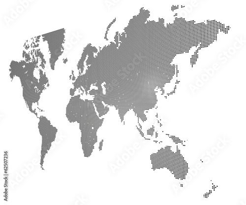 Planisfero, carta geografica stilizzata a quadretti