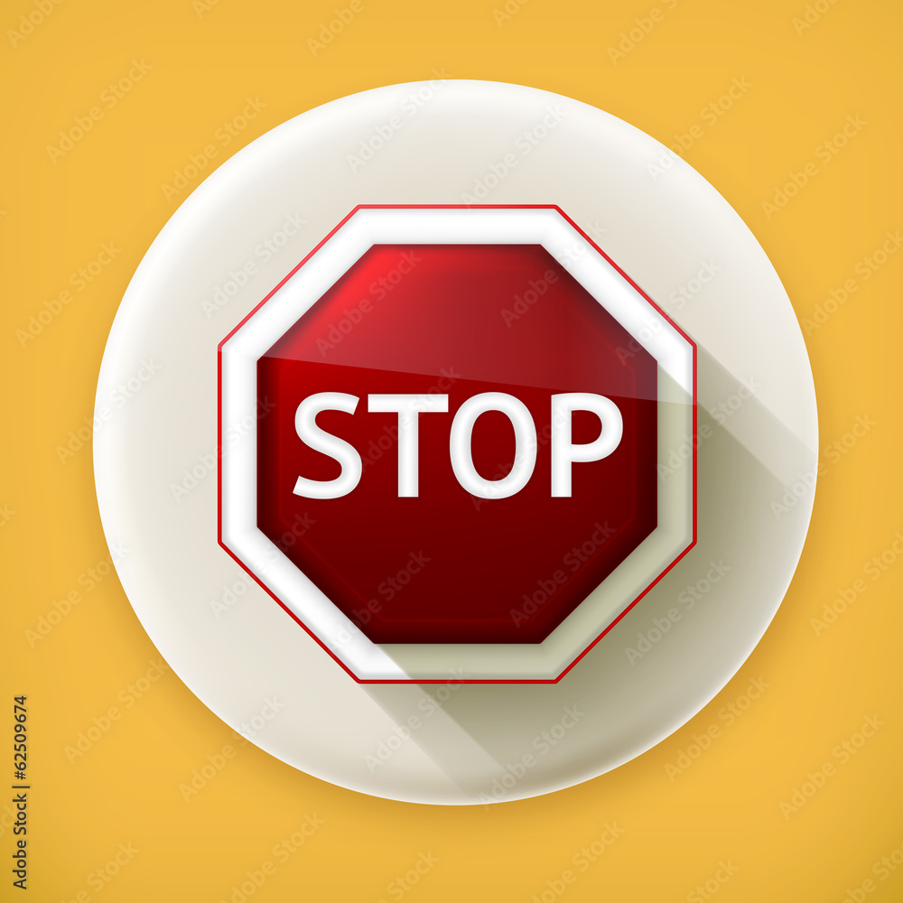 Stop sign long shadow vector icon Stop sign long shadow vector icon
