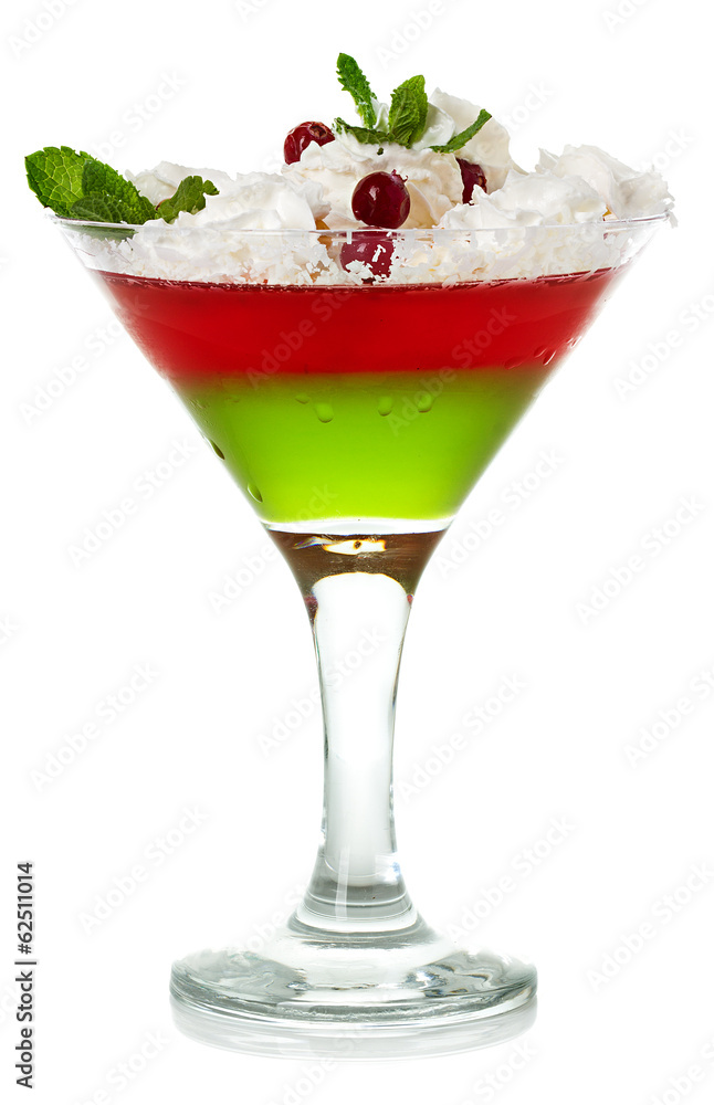 jelly dessert in glasses isolated on white jelly dessert in glasses isolated on white