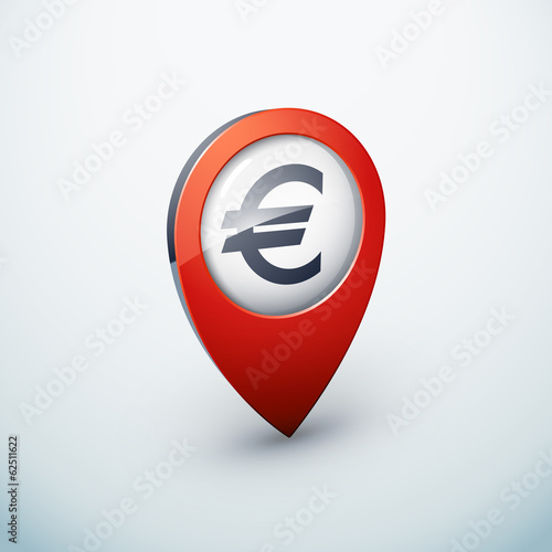 icône épingle punaise marqueur carte euro argent finance