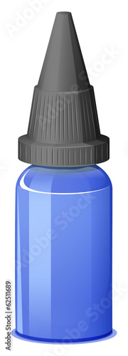 A blue medical bottle