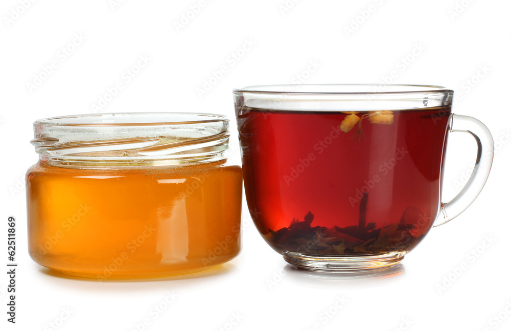 Tea and honey in glass Tea and honey in glass