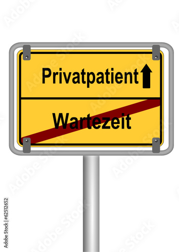 Schild Privatpatient vs. Wartezeit