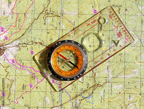 Walkers compass and on a topo map