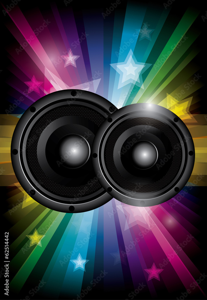 Disco club flyer with black speakers Disco club flyer with black speakers
