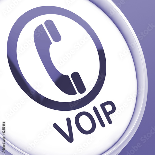 Voip Button Means Voice Over Internet Protocol Or Broadband Tele