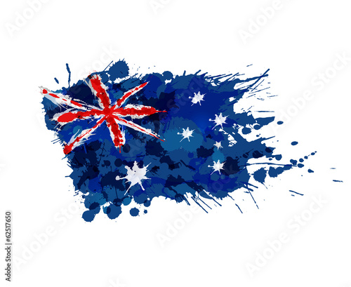 Australian flag made of colorful splashes