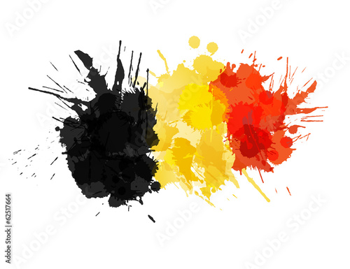Belgian flag made of colorful splashes