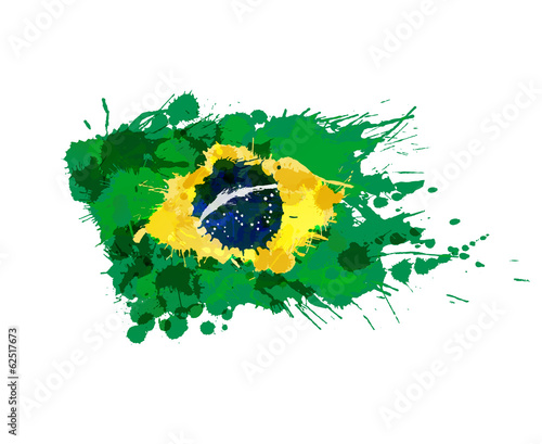 Brazilian flag made of colorful splashes