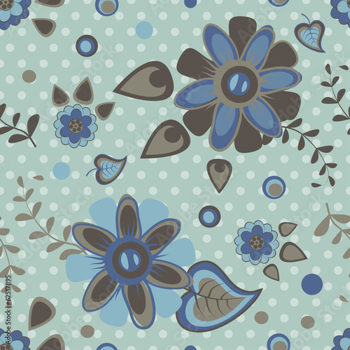 Seamless pattern with summer blue flowers