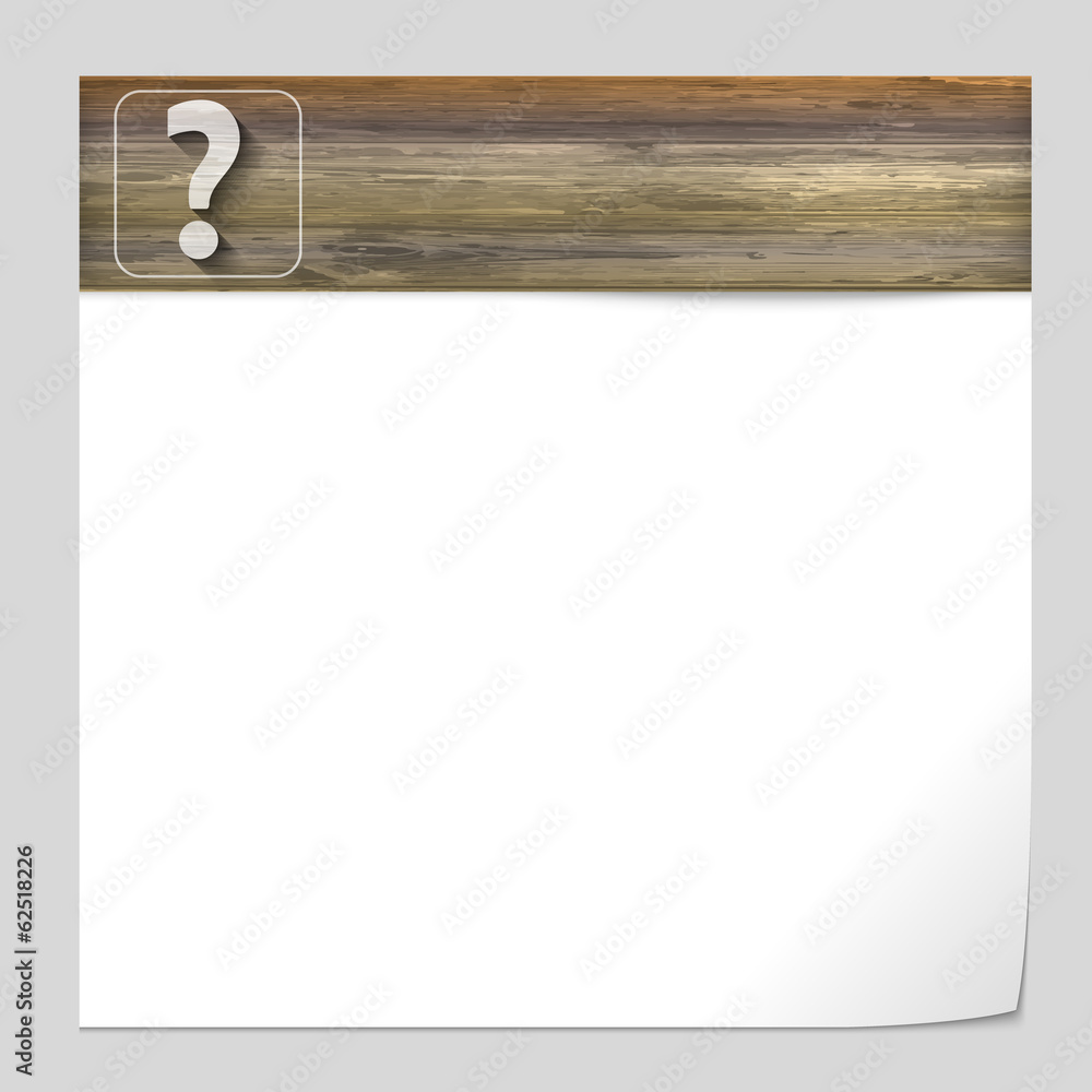 vector banner with wood texture and question mark
