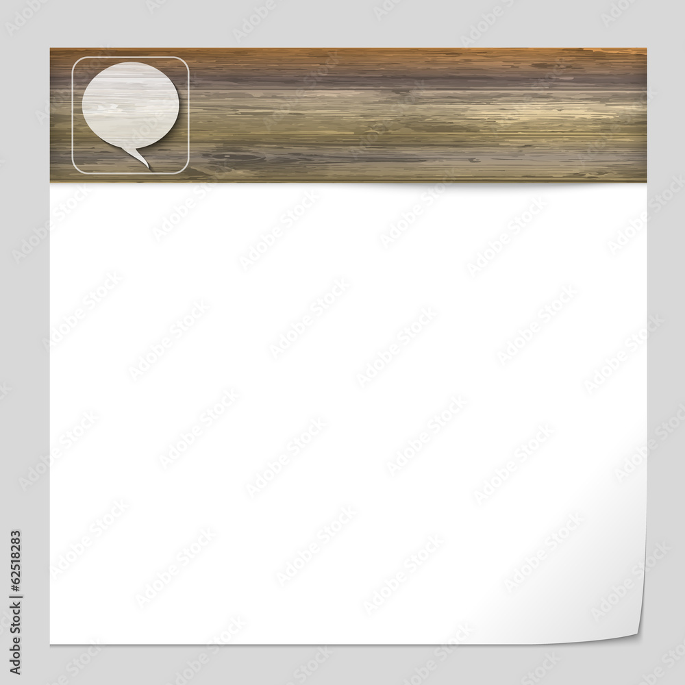 vector banner with wood texture and speech bubble