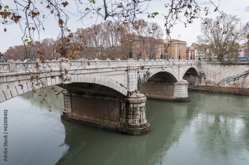 Bridge over the Tiber River, Rome, Italy