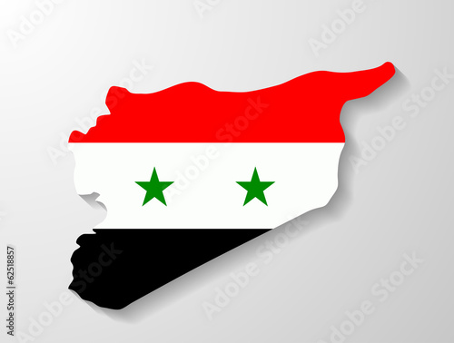 Syria  flag map with shadow effect