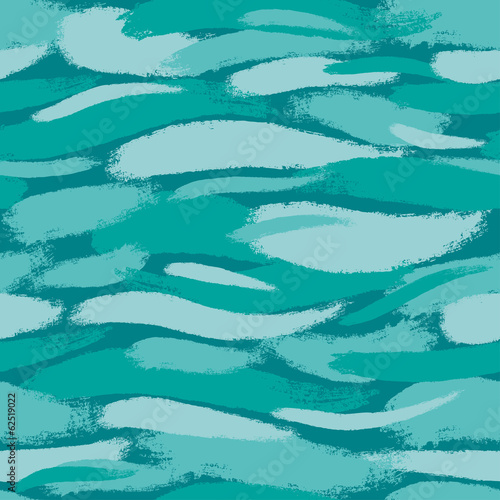 Paintbrush strokes. Seamless aquamarine pattern.