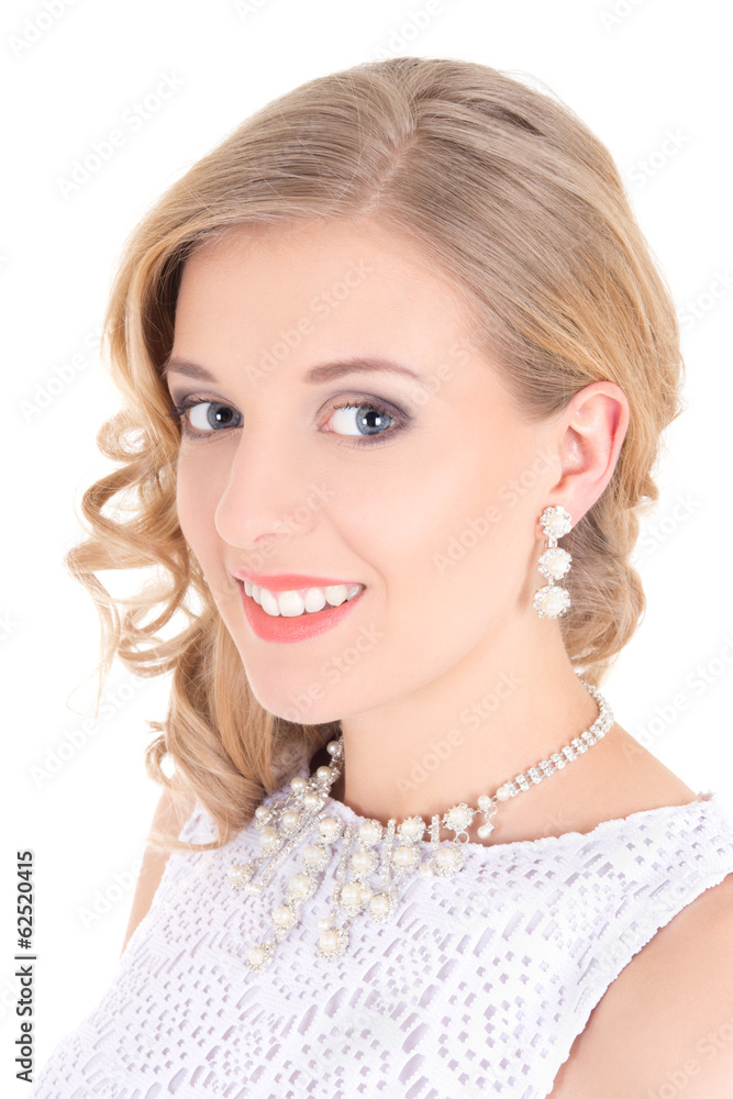 portrait of young beautiful bride over white portrait of young beautiful bride over white