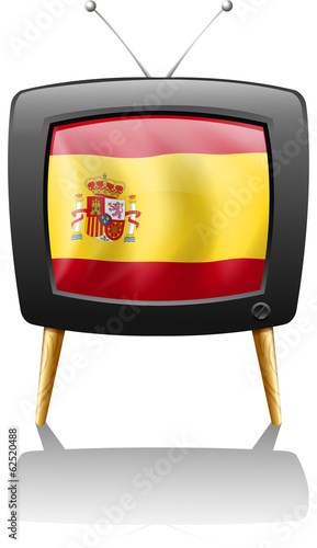 A TV with the flag of Spain