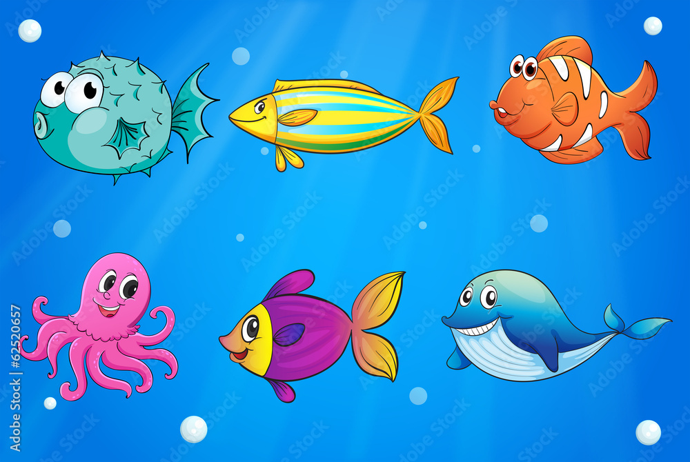 Sea creatures under the deep sea Sea creatures under the deep sea