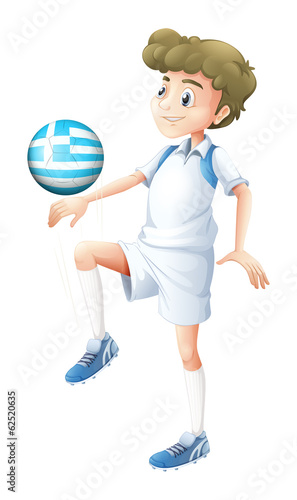 A soccer player with the Greece flag