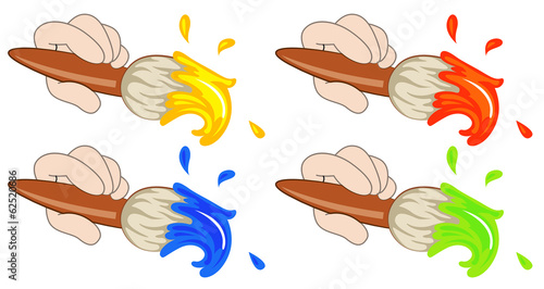 Four colorful paintbrushes