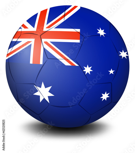 A soccer ball with the flag of Australia