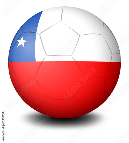 A soccer ball with the flag of Chile
