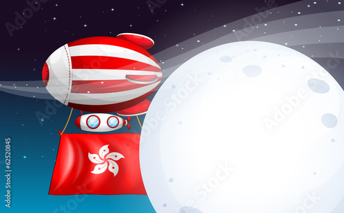 A floating balloon with the Hongkong flag