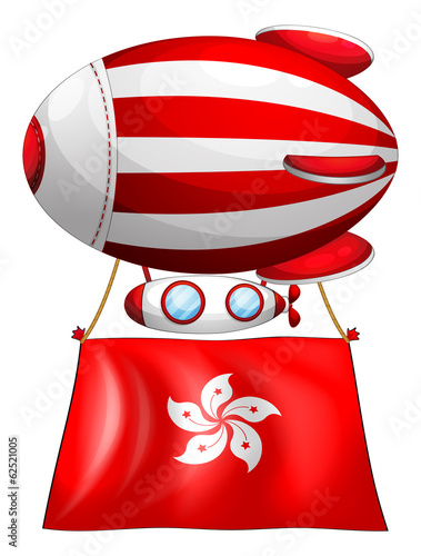 An air balloon with the flag of Hongkong