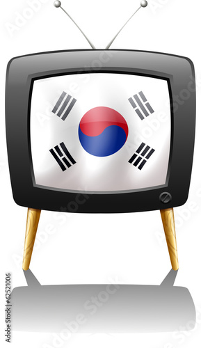 A TV with the flag of Korea
