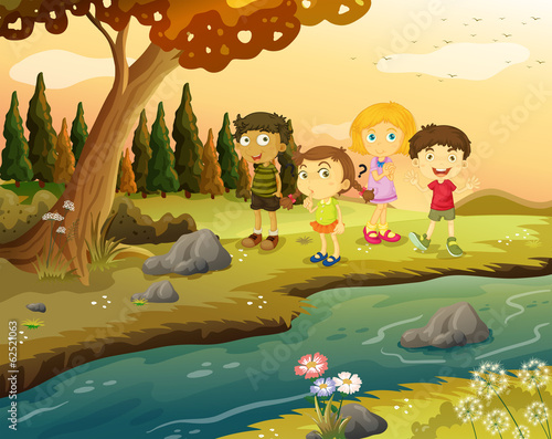 Kids at the riverbank
