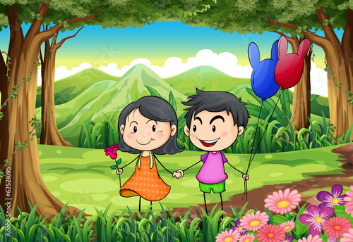 A couple dating at the jungle