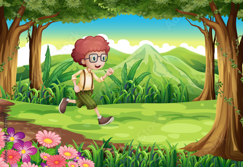 An explorer running at the jungle