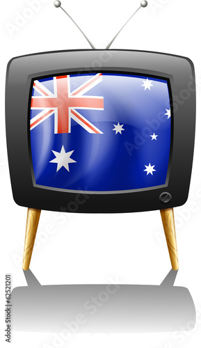 The flag of Australia inside a television