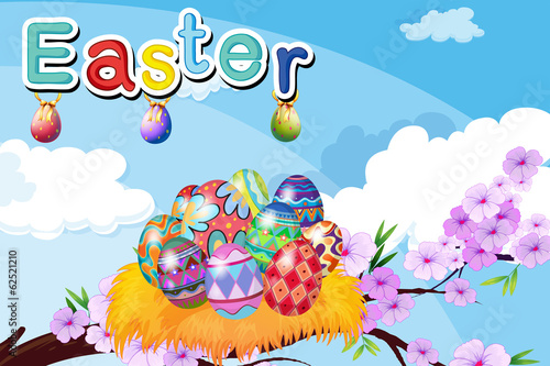 A nest with Easter eggs