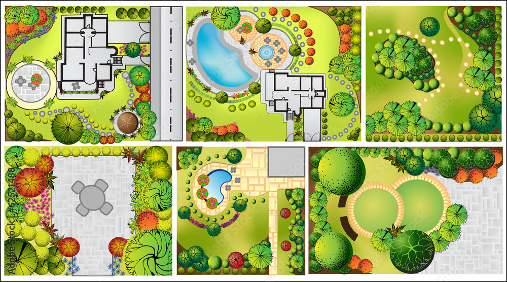 vector Landscape Plan with treetop symbols