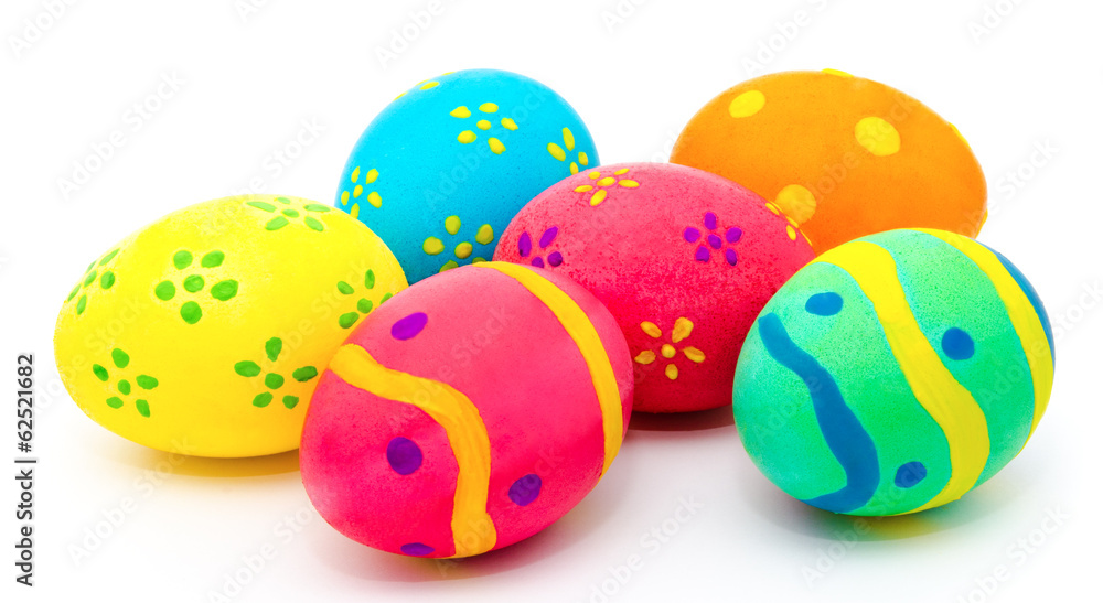 Colorful handmade easter eggs isolated on a white Colorful handmade easter eggs isolated on a white