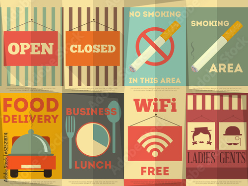 Restaurant Stickers Set