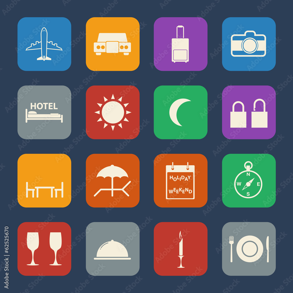 Travel icons set on texture background Travel icons set on texture background
