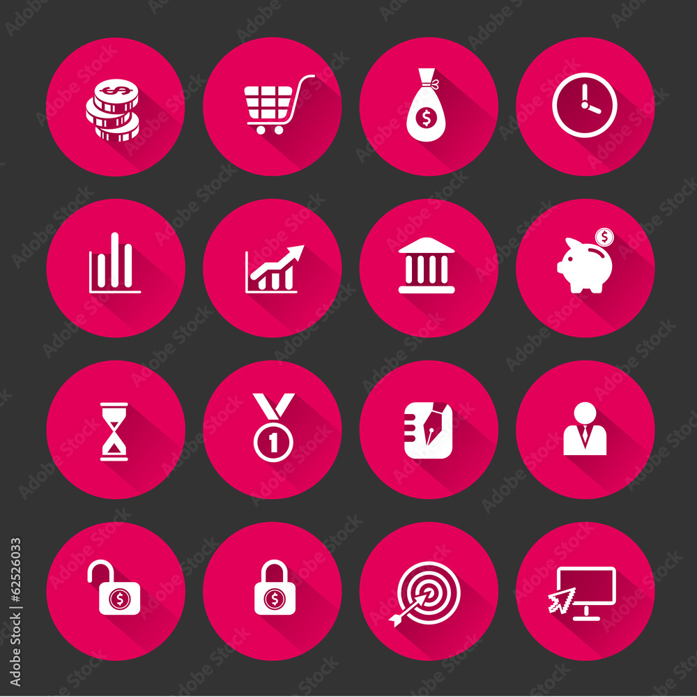 Modern business flat icons vector set with long shadow, vector Modern business flat icons vector set with long shadow, vector