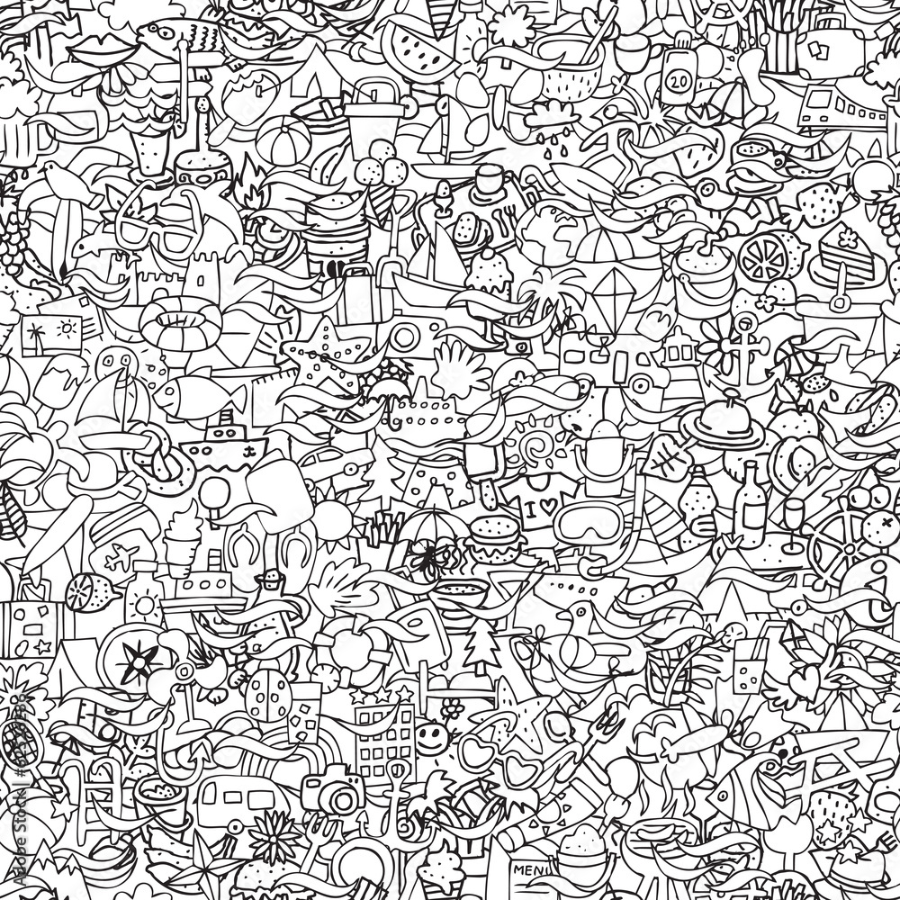 Holidays seamless pattern in black and white