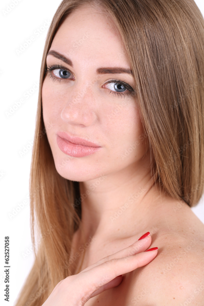 Portrait of pretty girl isolated on white Portrait of pretty girl isolated on white