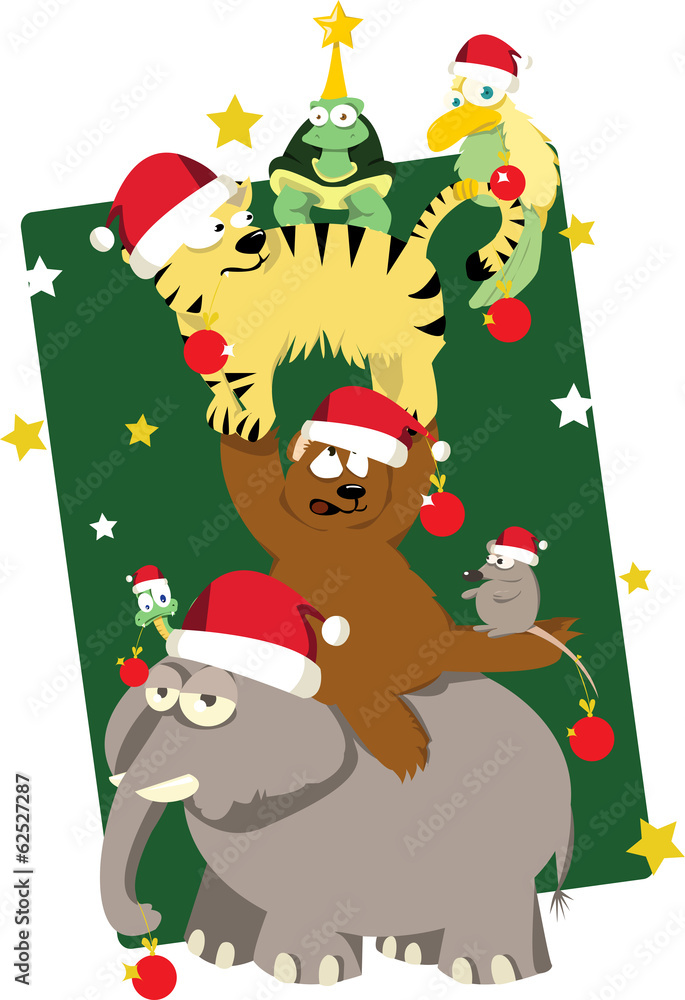 Naklejka premium Animals' Christmas tree