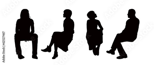 people seated outdoor silhouettes set 6 photo