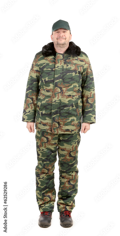 Man in military vest. Front view. Man in military vest. Front view.