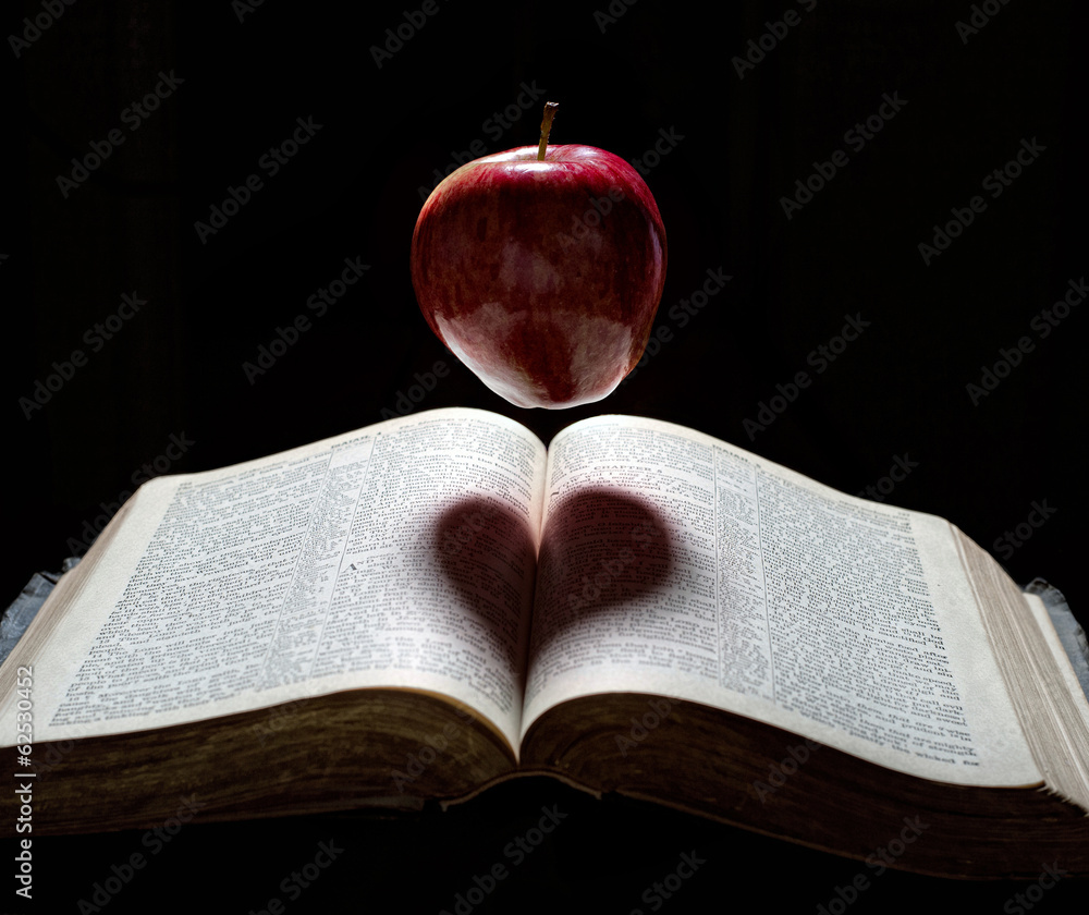 Obraz premium An apple with heart shadow