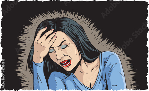 Woman with bad headache
