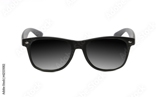Black sunglasses close up.