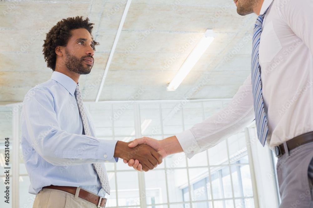 Young businessmen shaking hands in office Young businessmen shaking hands in office