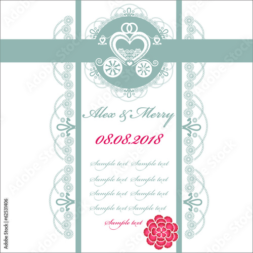 Wedding invitation card with carriage